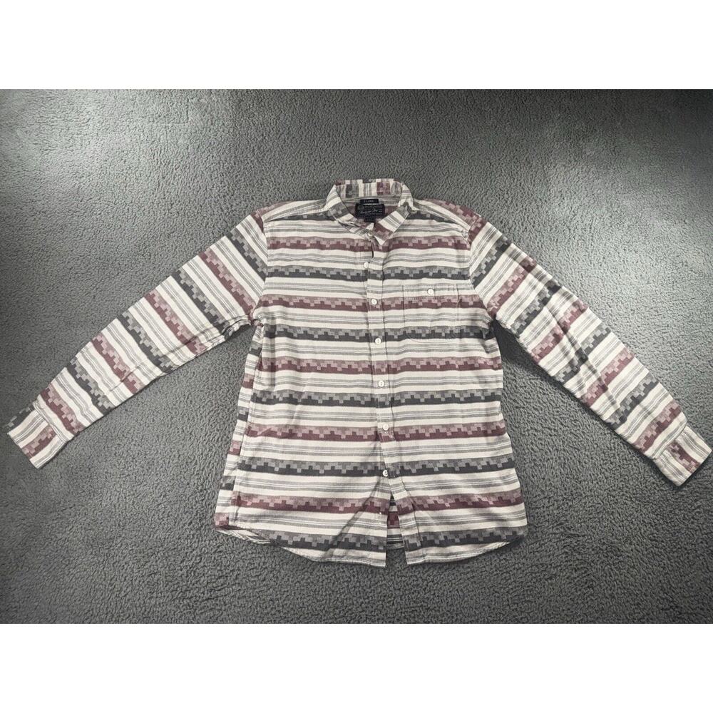 American Rag Button Up Shirt Men XL Geometric Striped‎ Long Sleeve Aztec Western
